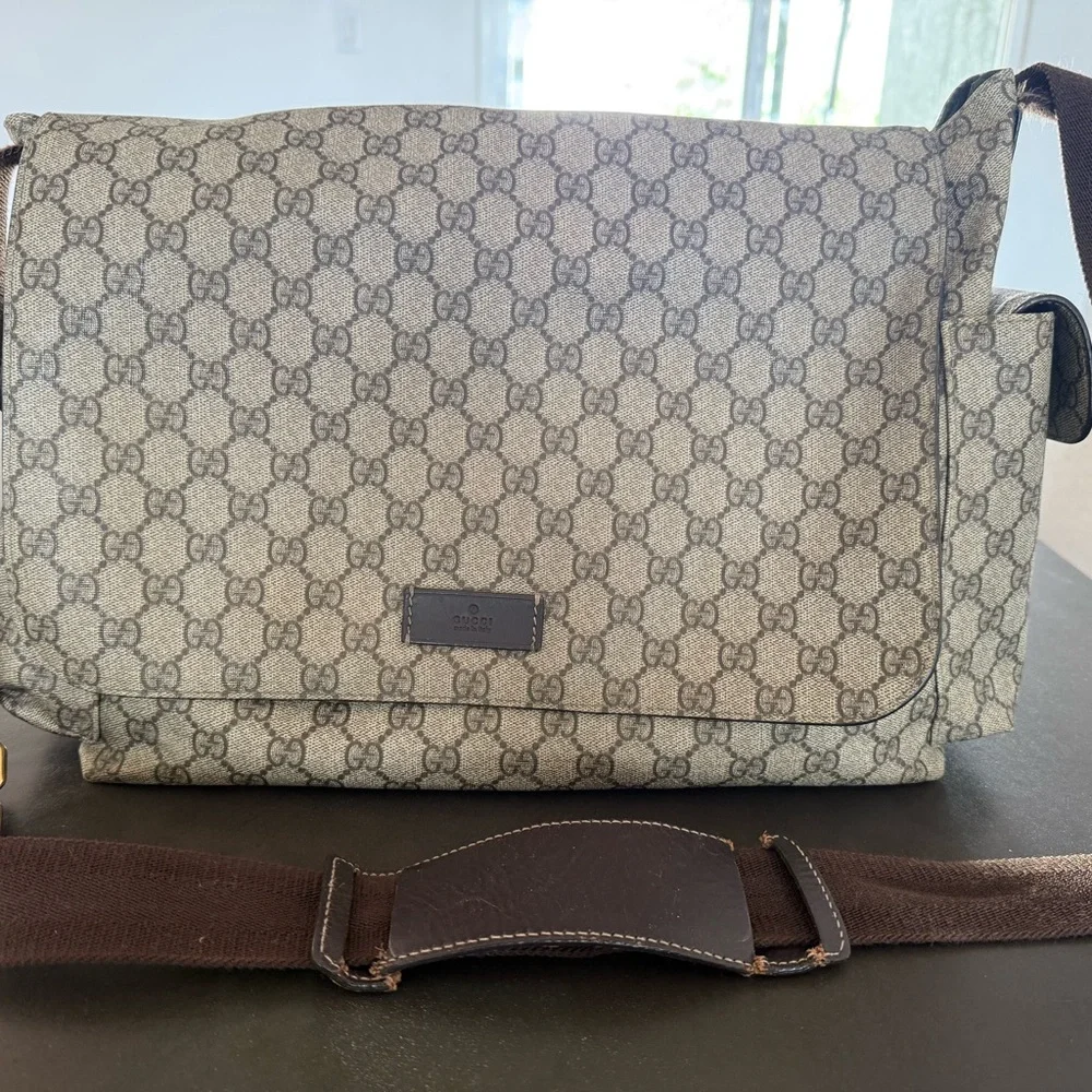 Gucci Beige Brown GG Canvas Messenger Baby Bag